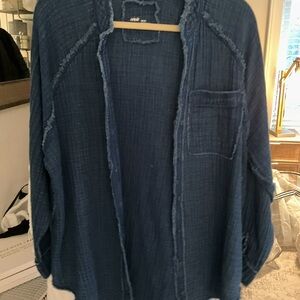 Aerie Guage Navy Textured Open shirt/Cardigan.  Oversized